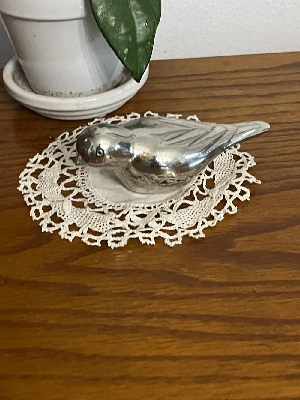 Silver Bird Decorative Accent - Shiny Metal Home Accent